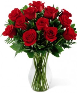 One Dozen Red Roses Bouquet with Vase