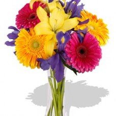 Mixed Bouquet , 4 Gerbera and 1 Lily Vase Bouquet
